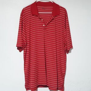 ARC Golf Polo Shirt Mens 2XL Short Sleeve Red White Striped Collared